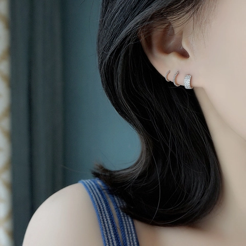 Pendientes de Aro Torcidos Minimalistas Plateados para Mujer Poste de Cobre con Diamantes de Imitación Pendientes Geométricos Joyería