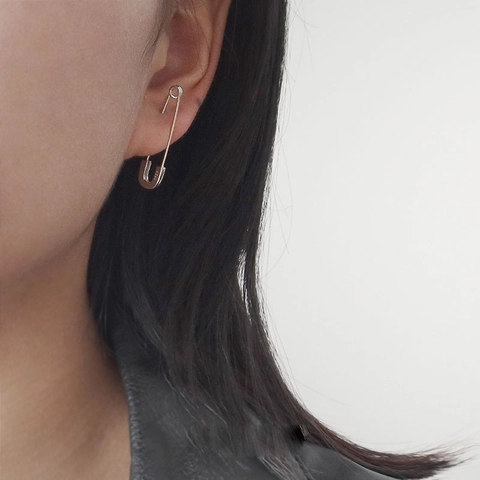 Pendientes Minimalistas de Cobre Forma de Imperdible Con Poste de Plata de Ley 925 Joyería Punk Chapada en Oro Plata para Mujer