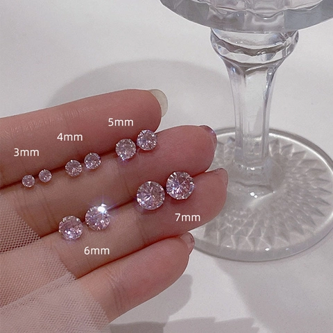 Pendientes de Botón de Aleación con Strass Redondo y Poste de Plata de Ley 925 Rosa Púrpura Joyería para Mujer