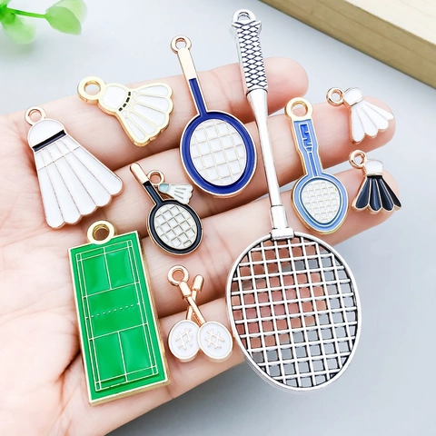 Badminton Racket Enamel Charms Zinc Alloy Sport Theme Pendants For DIY Jewelry Making Bracelet Necklace Accessories Craft Findings