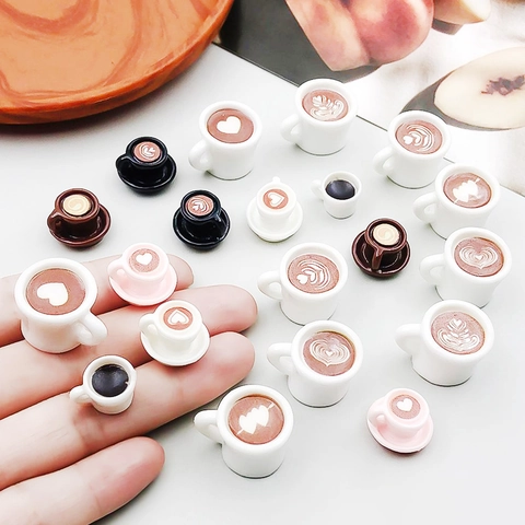 Resin 3D Coffee Cup Pendants With Latte Art Heart Pattern Mixed Colors DIY Jewelry Making Accessories For Bracelet Necklace