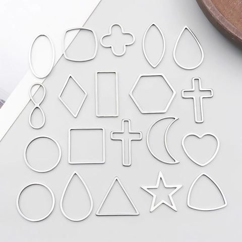 Minimalist Stainless Steel Geometric Hollow Pendant Charms Bezel For DIY Necklace Bracelet Making Star Moon Heart Cross Infinity Jewelry Findings