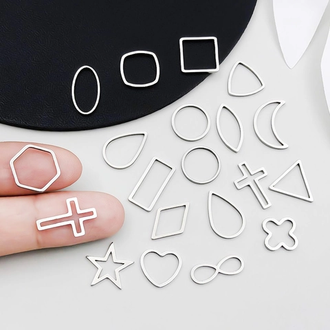 Stainless Steel Hollow Geometric Pendants Heart Star Moon Cross Infinity Charms For DIY Jewelry Making Bracelet Necklace Findings