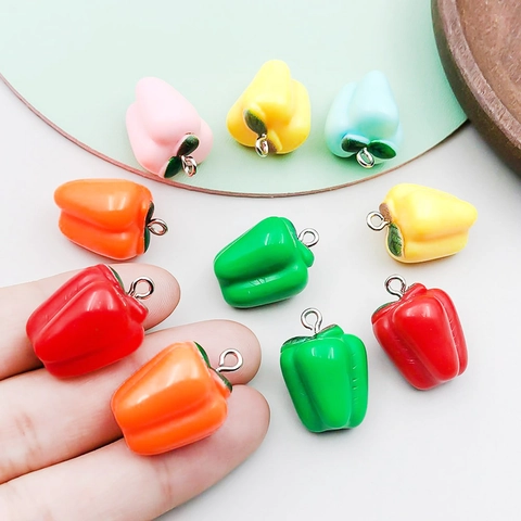 3D Harz Paprika Anhänger Bunte Gemüse Charms Für DIY Schmuckherstellung Armband Halskette Zubehör Gemischte Farben