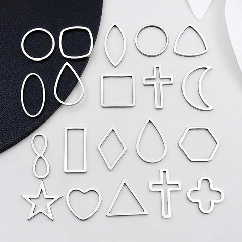 Stainless Steel Hollow Geometric Pendants Heart Star Moon Cross Infinity Charms For DIY Jewelry Making Bracelet Necklace Findings