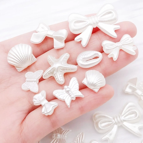 ABS Imitation Artificial Pearl Spacer Beads Butterfly Bow Flower Heart Star Shapes DIY Jewelry Making Findings For Bracelet Necklace