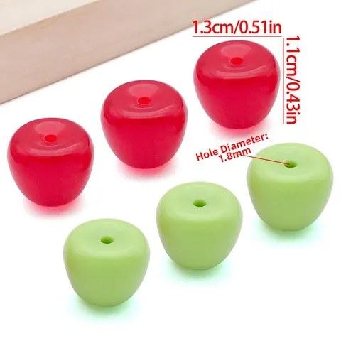 Perline di Mela in Acrilico Perline Sfuse con Foro Dritto 3D Ciondoli di Frutta Accessori Artigianali per la Creazione di Gioielli Fai da Te Per Collana Braccialetto