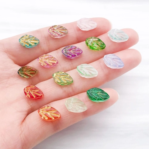 Handgefertigte Lampwork Glas Blatt Anhänger Gold Vergoldet Bunte Farbverlauf Baum Blatt Charms Für DIY Schmuckherstellung Zubehör