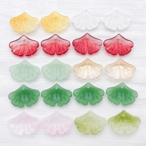 Pendentifs en Forme de Feuille de Ginkgo en Verre de Lampe Transparent Coloré pour la Fabrication de Bijoux DIY Bracelet Collier Accessoires d'Artisanat