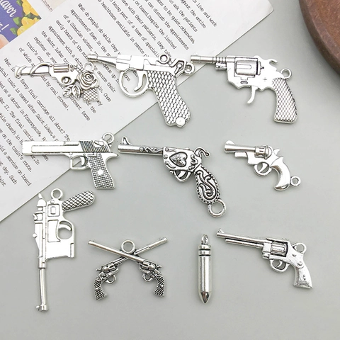 Vintage Zinklegering Wapen Pistool Kogel Bedeltjes Voor DIY Ketting Armband Maken Retro Punk Stijl Sieraden Hangers