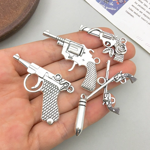 Vintage Zinklegering Wapen Pistool Kogel Bedeltjes Voor DIY Ketting Armband Maken Retro Punk Stijl Sieraden Hangers