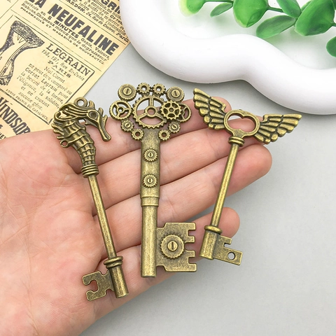 Vintage Antiek Brons Zinklegering Sleutelhangers Voor DIY Sieraden Maken Steampunk Gemengde Sleutels Handwerkbenodigdheden