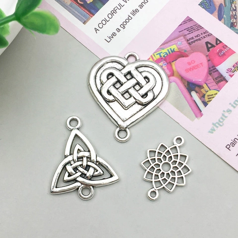 Antique Silver Zinc Alloy Flower Of Life Celtic Knot Pentagram Pendants Vintage Charms For DIY Jewelry Making Connectors Findings