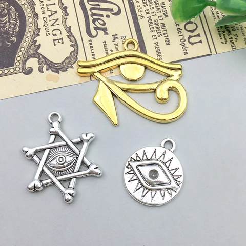Vintage Zinklegierung Auge Anhänger DIY Schmuckherstellung Zubehör Antik Gold Silber Auge des Horus Böser Blick Charm