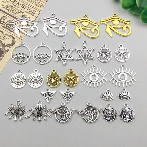 Vintage Zinklegierung Auge Anhänger DIY Schmuckherstellung Zubehör Antik Gold Silber Auge des Horus Böser Blick Charm