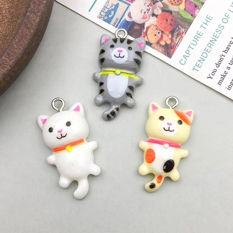 Mignon Pendentif Chat À Longue Queue En Résine Dessin Animé Coloré Simulation Chaton Charme Pour Fabrication De Bijoux DIY Accessoire Porte-Clés