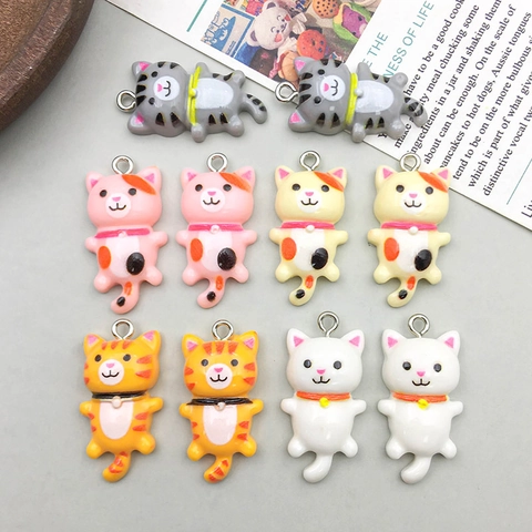 Mignon Pendentif Chat À Longue Queue En Résine Dessin Animé Coloré Simulation Chaton Charme Pour Fabrication De Bijoux DIY Accessoire Porte-Clés
