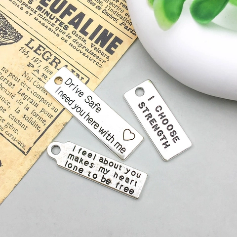 Antique Silver Zinc Alloy Inspirational Quote Pendants For DIY Jewelry Making Drive Safe I Can Letters Metal Charms Findings