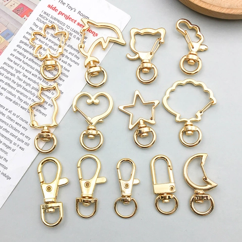 Zinklegierung Gold Hummerverschluss Drehbare Haken Für DIY Schmuckherstellung Taschen Herz Muschel Katze Delfin Formen Karabinerhaken