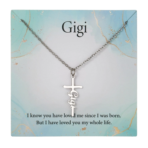 Minimalistische Edelstahl Kreuz Buchstabe Anhänger Halskette Für Damen Gigi Nana Oma Mimi Name Schmuck Geschenk Für Mutter