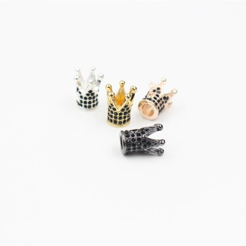 Alloy Crown Spacer Beads Encrusted Colorful Zirconia DIY Jewelry Accessories For Bracelet Necklace Making Handmade Findings