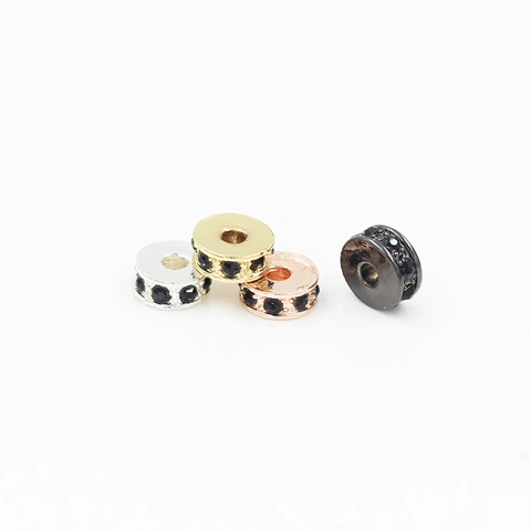 Alloy Rhinestone Spacer Beads Round Inlaid Crystal Beads For DIY Jewelry Making Bracelet Necklace Findings Accessories
