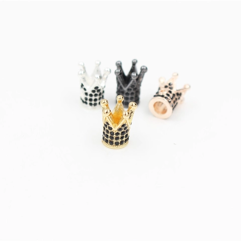 Alloy Crown Spacer Beads Encrusted Colorful Zirconia DIY Jewelry Accessories For Bracelet Necklace Making Handmade Findings