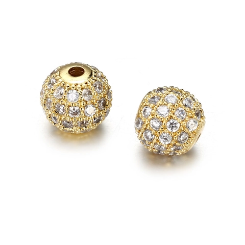 Luxe Koperen Zirconia Bolkralen 8mm Pavé-Zetting Ronde Bedels Voor DIY Ketting Armband Sieraden Maken Accessoires