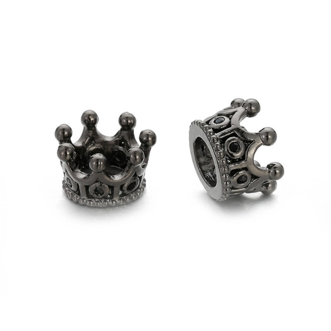 Micro Pave Zirconia Crown Copper Beads For DIY Jewelry Making Bracelet Necklace Accessories Small Round Hole Crown Spacer Beads