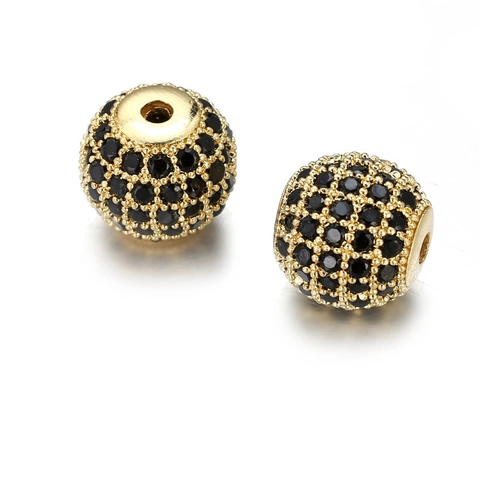 Copper Micro Pave Rhinestone Ball Beads Round Large Hole Loose Spacer Beads For DIY Bracelet Necklace Making Jewelry Findings Accessories
