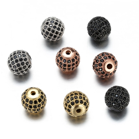 Copper Micro Pave Rhinestone Ball Beads Round Large Hole Loose Spacer Beads For DIY Bracelet Necklace Making Jewelry Findings Accessories