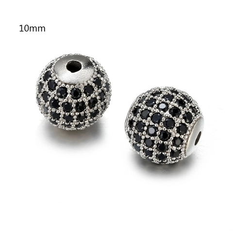Kupfer Mikro Strass Kugel Perlen Runde Großloch Lose Zwischenperlen Für DIY Armband Halskette Herstellung Schmuckzubehör Accessoires