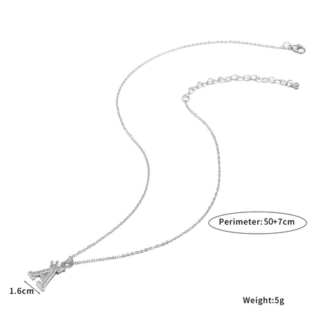 Hip Hop Micro Pave Zircon Kroon Letter Hanger Halsketting Voor Vrouwen Zilver Wit Goud Vergulde Koperen Initiaal Sieraden