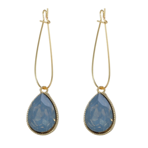 Vintage Gold Plated Alloy Water Drop Dangle Earrings Long Pear Cut Synthetic Crystal Stone Hook Earrings For Women Jewelry