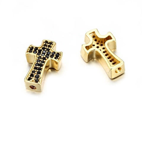 Perles D'Espacement En Cuivre Avec Zircon Micro-Incrusté Croix Punk Accessoire Fabrication Bijoux DIY