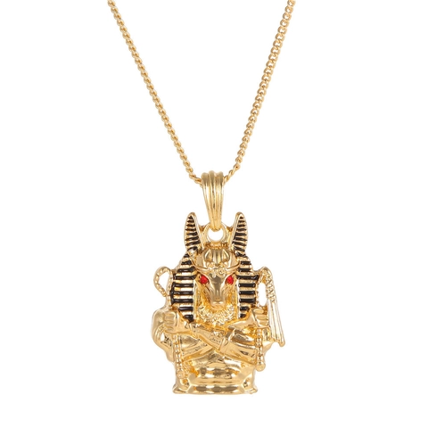 Vintage Egyptian Nefertiti Pharaoh Pendant Necklace Men Women Gold Plated Alloy Rhinestone Hip Hop Enamel Jewelry Gift