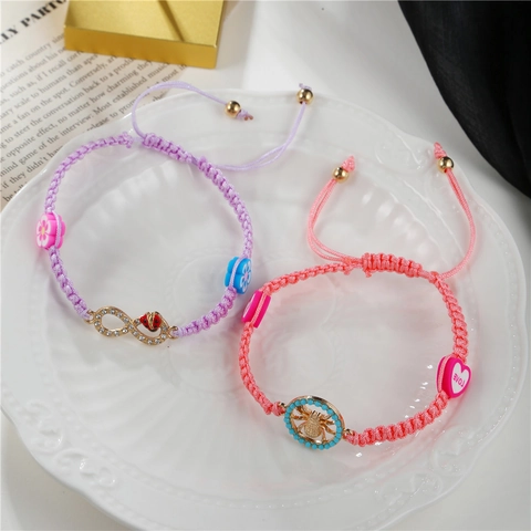 Fashion Alloy Rhinestone Infinity Spider Woven Bracelet Personalized Adjustable Handmade Rope Bracelet For Women Men Trendy Jewelry