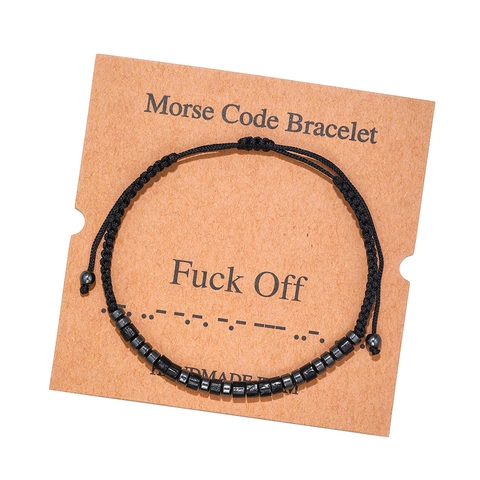Handmade Braided Morse Code Bracelet With Message Card Adjustable Iron Stone Beaded Jewelry For Men Women Couple Friendship Gift