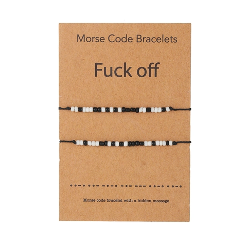 Handmade Morse Code Bracelets With Glass Beads On Adjustable Braided Rope Jewelry With Secret Messages For Couples Friends