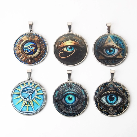 Collana con Ciondolo Malocchio in Acciaio Inossidabile per Uomo Donna Hip Hop Punk Occhio di Horus Occulto Gioielli Pendente