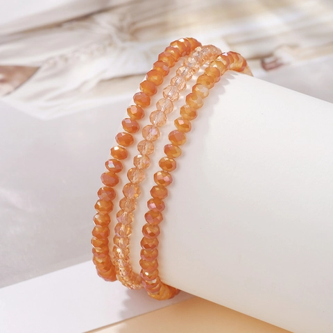 Facettierte Kristall Glasperlen Elastisches Armband Für Damen Minimalistisch Orange Champagner Perlen Mode Schmuck Geschenk