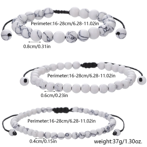 Handmade Tiger Eye Lava Stone White Turquoise Bracelet Adjustable Braided Rope Natural Stone Beads Men Jewelry Gift