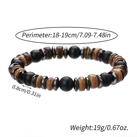 Boheems Handgemaakte Steen Hout Kralen Armband Voor Heren Yoga Kokosnootschil Schijf Hematiet Helende Energie Etnische Stijl Sieraden Cadeau