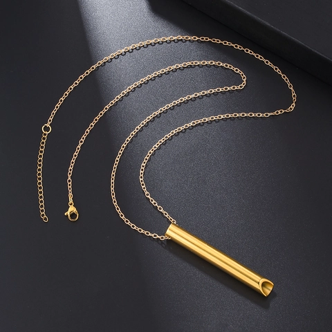 Collar de Silbato de Respiración Mindfulness de Acero Inoxidable para Hombres Mujeres Meditación Alivio de la Ansiedad Joyería Regalo