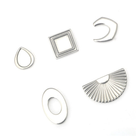 Stainless Steel Geometric Pendant Water Drop Square Moon Oval Fan Shape DIY Jewelry Accessories For Necklace Bracelet Pendant