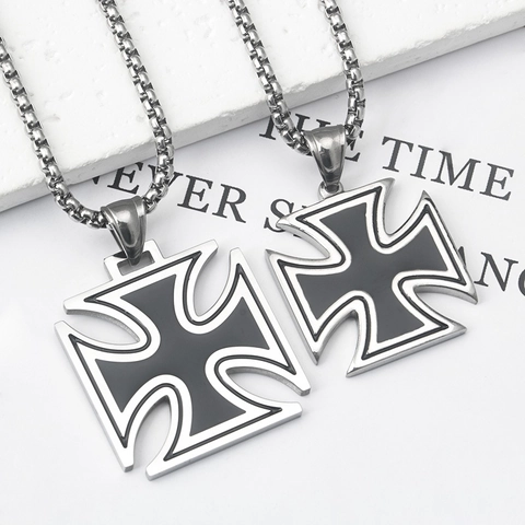 Collana Con Pendente a Croce di Ferro Vintage in Acciaio Inossidabile Per Unisex Stile Punk Gotico Gioielli di Moda Geometrici