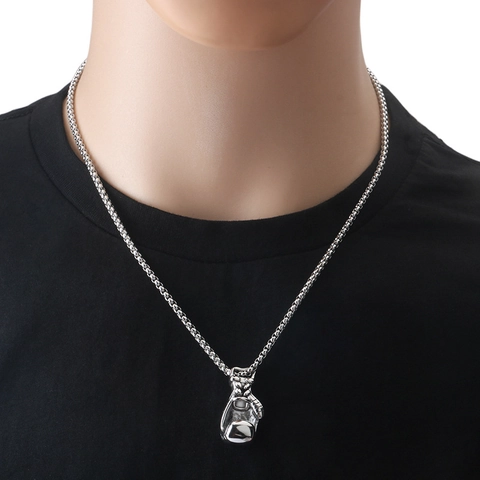 Vintage Collana con Ciondolo a Guantone da Boxe in Acciaio Inossidabile per Uomo Unisex Hip Hop Sport Streetwear Gioielli Regalo Catena Veneziana