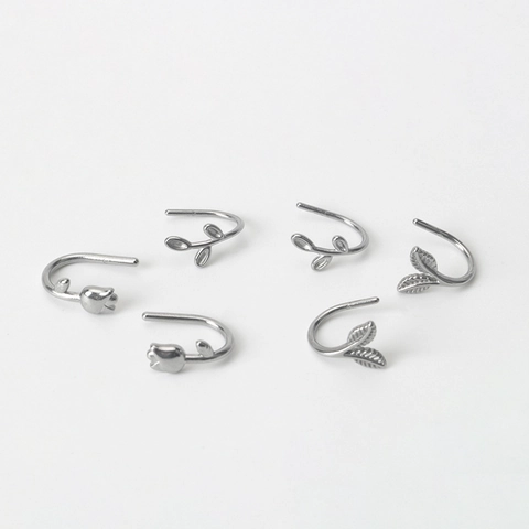 Stainless Steel Tulip Leaf Ear Cuffs Minimalist Non Pierced Clip On Earrings Botanical Floral Fashion Jewelry For Women