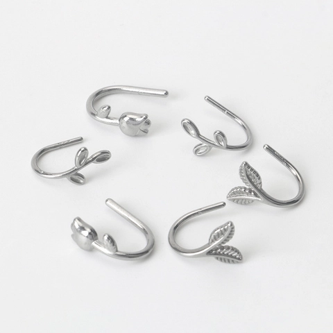 Stainless Steel Tulip Leaf Ear Cuffs Minimalist Non Pierced Clip On Earrings Botanical Floral Fashion Jewelry For Women
