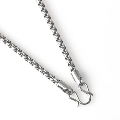 Minimalist Stainless Steel Box Chain Necklace For Men Women Long Silver Tone Polished Thai Amulet Pendant Link Chain Jewelry